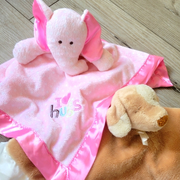 Set of 3 lovey Security Blankets Unicorn Elephant Puppy - Picture 3 of 4